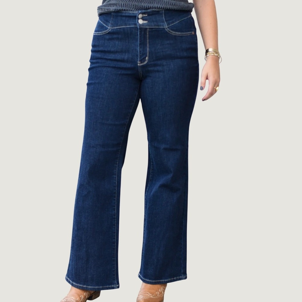Judy Blue Jeans Womens 16/26 Blue Dark Wash High Waist Wide Leg Denim B88579